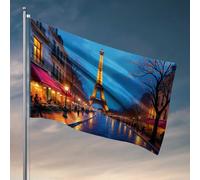 Drapeaux pour votre chambre Nuit parisienne : Tour Eiffel Drapeau illuminé Décoration d'intérieur pour hommes Drapeaux cool pour les hommes (30 x 45 cm)