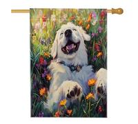 Drapeaux printaniers des Pyrénées pour niche de chien, 71 x 101,6 cm, double face pour l'extérieur, fleurs colorées, lin vertical, drapeaux de maison, drapeau imprimé pour animaux de compagnie, avant