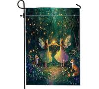 Drapeaux psychédéliques fantastiques de jardin féérique 30,5 x 45,7 cm double face pour décoration extérieure, motif paysage de forêt magique, drapeau de maison, petit drapeau de pelouse