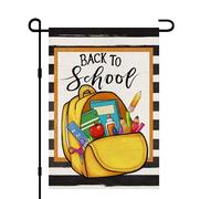 Drapeaux Rentrée Des Classes, Cartable À Rayures Noires Premier Jour D'École 30X45Cm Drapeaux De Maison Avec Œillets Couleurs Éclatantes Bannière Cour Pour Ferme Accessoires Toutes Les Saisons