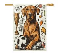 Drapeaux rigolos Rhodesian Ridgeback pour maison de chien, 71,1 x 101,6 cm, double face pour extérieur, sport de football, chiot en toile verticale, drapeau imprimé cool et amusant pour animal de