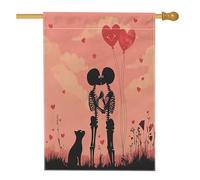 Drapeaux romantiques pour la Saint-Valentin, 71 x 101,6 cm, double face pour l'extérieur, motif tête de mort squelette simple, drapeau vertical standard en toile pour maison, amant amusant pour