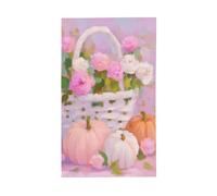 Drapeaux roses blancs et citrouilles et paniers, 9,6 x 1,5 m, bannière de vœux avec œillets, décoration d'intérieur ou d'extérieur