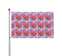 Drapeaux roses et rouges de pivoines pour maison, cour, 91 x 152 cm, bannière de vœux avec œillets, décoration d'intérieur ou d'extérieur