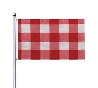 Drapeaux rouges et blancs à carreaux pour maison de cour, 91 x 152 cm, bannière de vœux avec œillets, décoration d'intérieur ou d'extérieur