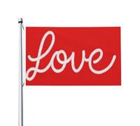 Drapeaux rouges « Love On Red » pour maison de cour, 91 x 152 cm, bannière de vœux avec œillets, décoration d'intérieur et d'extérieur