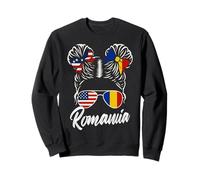 Drapeaux Roumanie USA Femme Américaine Chignon Décoiffé Sweatshirt
