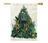 Drapeaux russes bleus pour maison de chat de printemps 71,1 x 101,6 cm double face pour extérieur, plante amusante fleur, chaton en toile verticale standard, drapeau imprimé feuille mignonne pour