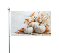 Drapeaux rustiques beiges de citrouilles et de feuilles d'automne pour maison, cour, 91 x 152 cm, bannière de vœux avec œillets, décoration d'intérieur ou d'extérieur