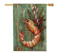 Drapeaux rustiques de maison de crevettes de Noël 71 x 101,6 cm double face pour extérieur, plage vintage, vie marine, drapeau vertical standard en toile pour maison, vacances, plage, devant cour