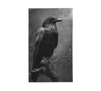 Drapeaux sombres et mystérieux corbeaux sur un arbre mort, 91 x 152 cm, bannière de vœux avec œillets, décoration d'intérieur et d'extérieur