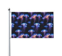 Drapeaux sous-marins méduses pour maison, cour, 91 x 152 cm, bannière de vœux avec œillets, décoration d'intérieur et d'extérieur
