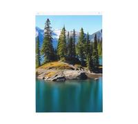 Drapeaux Spirit Island dans le lac pour l'extérieur 6 x 0,9 m - Drapeau de jardin vertical double face - Bannière de vacances avec œillets - Drapeau de maison pour pelouse, porche, décoration