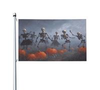 Drapeaux squelettes dansant dans les citrouilles de cour, maison, 9,1 x 1,5 m, bannière de vœux avec œillets, décoration d'intérieur et d'extérieur
