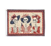 Drapeaux squelettes pour extérieur, chapeau vintage d'Halloween avec bannière en corde, décoration résistante à la décoloration pour balcon, terrasse, jardin, entrée, maison, 6,1 x 0,9 m