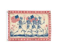 Drapeaux squelettes pour extérieur, drapeau vintage festif, lampe torche, drapeau décoratif rouge, bannière décorative résistante à la décoloration pour porche, jardin, balcon, maison 0,9 x 1,5 m