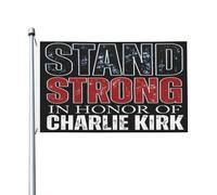 Drapeaux « Stand Strong In Honor Of Charlie Kirks » Bannière recto verso Drapeau de jardin Drapeaux rétro saisonniers Panneaux extérieurs Décor Décoration de jardin pour porche 3x5FT