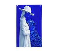 Drapeaux surréalistes pour maison de cour femme et léopard, 91 x 152 cm, bannière de vœux avec œillets, décoration d'intérieur ou d'extérieur