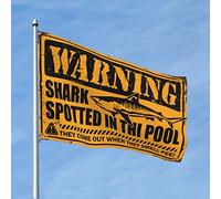 Drapeaux sympas pour dortoir universitaire - Requins d'avertissement repérés dans ce drapeau de piscine - Drapeaux amusants - Décoration extérieure (30 x 45 cm)