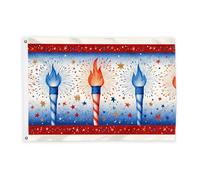 Drapeaux torches pour extérieur, célébration festive, flamme, étoiles, drapeaux rouges avec bannière en corde, décoration d'extérieur résistante à la décoloration pour porche, jardin, balcon, maison