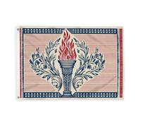 Drapeaux torches pour extérieur, drapeau rouge patriotique vintage avec feuilles de flamme, indépendance, avec bannière en corde, décoration d'extérieur résistante à la décoloration pour balcon