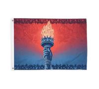 Drapeaux torches pour extérieur, illustration patriotique de flamme, drapeaux rouges avec bannière en corde, décoration d'extérieur résistante à la décoloration pour porche, balcon, terrasse, patio