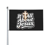 Drapeaux Tout Tourne Autour De Jésus Bannières Avec Œillets Double Face Drapeaux De Maison Pour Toutes Les Saisons Fêtes Ferme 90X150Cm