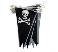 Drapeaux triangulaires en forme de tête de mort sur une bannière de 5 m pour décorations de fête à thème