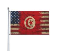Drapeaux Tunisie Américain Décoration Bannière Double Face Avec Œillets Drapeaux De Maison Pour Intérieure Chambres Ferme 90X150Cm