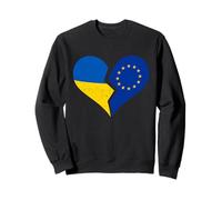 Drapeaux Ukraine et UE - Cœur brisé Vieilli Union européenne Sweatshirt