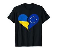 Drapeaux Ukraine et UE - Cœur brisé Vieilli Union européenne T-Shirt