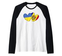 Drapeaux Ukraine Moldavie Cœur Ukrainien Moldave Double Drapeau Manche Raglan