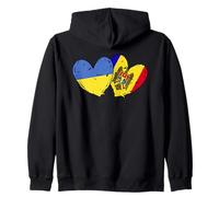 Drapeaux Ukraine Moldavie Cœur Ukrainien Moldave Double Drapeau Sweat à Capuche
