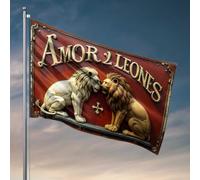 Drapeaux universitaires pour dortoir Amor de Leones: une rencontre symbolique des lions Drapeau Décorations de piscine Drapeau extérieur (30 x 45 cm)