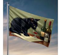 Drapeaux universitaires pour dortoir, perchoirs à chat noir sur un drapeau de journal ouvert, décoration d'intérieur pour hommes, décoration de cour (60 x 90 cm)