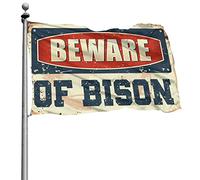 Drapeaux universitaires pour gars avec inscription « Beware of Bison » - Décoration de terrasse - 60 x 90 cm