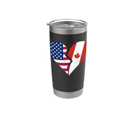 Drapeaux USA & Canada - Symbole cœur brisé design vintage Gobelet isotherme en acier inoxydable double paroi