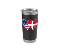 Drapeaux USA et Danemark - Cœurs vintage américains et danois Gobelet isotherme en acier inoxydable double paroi
