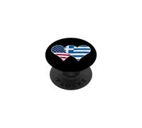 Drapeaux USA et Grèce - Cœurs Vintage américains et grecs PopSockets PopGrip Adhésif