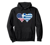 Drapeaux USA et Grèce - Cœurs Vintage américains et grecs Sweat à Capuche