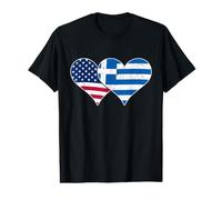 Drapeaux USA et Grèce - Cœurs Vintage américains et grecs T-Shirt Graphique avec Valeur