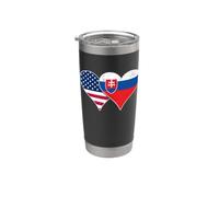 Drapeaux USA et Slovaquie - Cœurs vintage américains et slovaques Gobelet isotherme en acier inoxydable double paroi