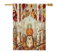 Drapeaux verticaux amusants en forme de hérisson pour l'avant de la cour, 71 x 101,6 cm, double face pour extérieur, forêt d'automne, faune sauvage, maison, décoration extérieure