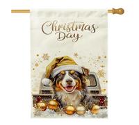 Drapeaux verticaux de Noël en lin pour maison, jardin, berger australien, 71,1 x 101,6 cm, double face pour extérieur, camion de luxe, drapeau imprimé pour maison, animal domestique, extérieur