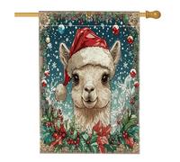 Drapeaux verticaux de Noël en toile de jute de 71 x 101,6 cm - Double face pour l'extérieur, animaux de Noël de campagne - Petits drapeaux de pelouse, vacances, Nouvel An, maison extérieure