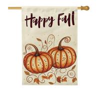 Drapeaux verticaux en lin de 71 x 101 cm double face pour l'extérieur, motif feuille rétro d'automne des années 70, drapeau imprimé pour la maison et l'extérieur