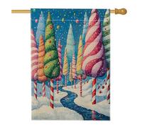 Drapeaux verticaux en lin « Merry Christmas Candy Tree » - 71,1 x 101,6 cm - Double face pour l'extérieur - Fantaisie et amusant - Pour la maison, les vacances, le Nouvel An, la maison et l'extérieur