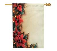 Drapeaux verticaux en lin poinsettia de Noël - 71,1 x 101,6 cm - Double face pour l'extérieur - Joli drapeau fantaisie pour la maison, les vacances, le Nouvel An, la maison et l'extérieur