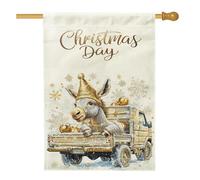 Drapeaux verticaux en lin pour maison de jardin en forme d'âne de Noël - 71 x 101 cm - Double face pour l'extérieur, camion de luxe - Drapeau imprimé animal pour la maison et l'extérieur