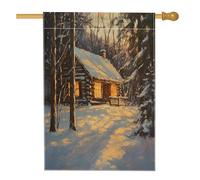 Drapeaux verticaux en lin pour maison de Noël - 71,1 x 101,6 cm - Double face pour extérieur, cabane boisée, chalet de Noël, maison de vacances, extérieur